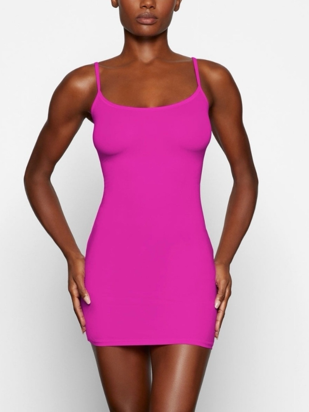 SKIMS Hot Pink Mini Slip Dress - Picture 2 of 4
